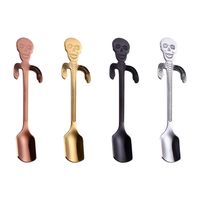 Wholesale 304 stainless steel skeleton coffee spoon Personality skull pattern coffee milk hanging spoon Kitchen skull Candy Spoon T1I857