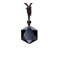 Wholesale Black Obsidian Natural Stone Pendant Necklaces For Women and Men Cubic Hexagram Sweater Necklace Amulets And Talismans Jewelry