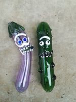 Wholesale Heady eggplant tobacco Hand Pipes Funny Pickle Smoking Glass Pipe Cucumber colorful spoon Smoking Accessories for Water Glass Pipe Bongs