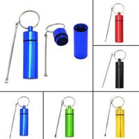 Wholesale Newest Colorful Snuff Bottle Pill Box Container Herb Storage Seal Store Multiple Uses Metal Spoon Portable Key Ring High Quality Waterproof