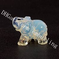 Wholesale 10Pcs inch inch Opalite Elephant Decor Hand Carved Gemstone Animal Totem Statue Synthetic Opal Crystal Stone Sculpture Gift for Kids
