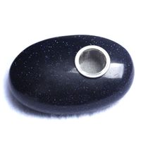 Wholesale novelty Natural Lapis Blue Palm Oval Stone Polished Rock smoking pipe With Metal Filter about gift