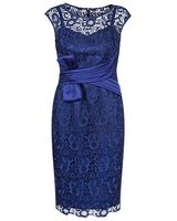 Wholesale Roayl Blue Lace Sheath Knee Length Mother of the Bride Dresses with Sash for Wedding Party Mother of the groom Dresses