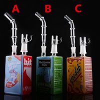 Wholesale hitman Mini Liquid Square rigs hookah Glass Cereal Box oil Dab Rig mm with domeless and nail water bong
