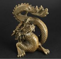 Wholesale China Collectable Handmade Brass Clear Ward Off Bad Luck Lucky Dragon Statue