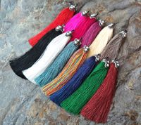 Wholesale 10pcs Colorful silk Tassel Pendant Crystal Rhinestone Paved Cap Pearl Charm Pendants For DIY necklace Women Jewelry Making PD639