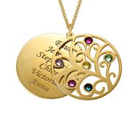 Wholesale Filigree Family Tree Pendant Necklace With Birthstones Birthstones Long Necklaces Jewelry Custom Made Any Name YP2547