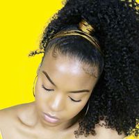 Wholesale Hot selling g African american jet black Afro Puff c Kinky Curly drawstring ponytails human hair extension pony tail hair piece