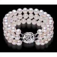 8-9 mm Naturel Rond South Sea Véritable perle blanche Bracelet 7.5/"