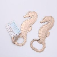 Wholesale Gold Seahorse Bottle Opener Wedding Favors Beach Themed Bridal Shower Sea Party Event Supplies Ideas QW7357