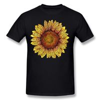 Wholesale Mix Order Man Cotton Fabric Swirly Sunflower T Shirts Man O Neck Navy Blue Short Sleeve Tee Shirt Big Size Casual T Shirts