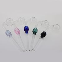 Wholesale Colorful glass pipe Skull Smoking Handle Pipes Curved cm length Smoking Hand Pipes Blown Recycler Best Oil Burner Pipe Glass Water Pipe