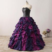 Wholesale Runway Fashion Colorful Ball Gown Evening Dress Taffeta Open Back Handmade Ruffle Special Occasion Black Party Corset Classic Best Sale