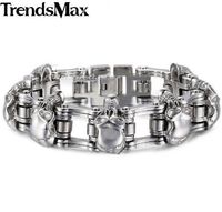 Wholesale Trendsmax cm Men s Bracelet L Stainless Steel Biker Wristband Skulls Motorcycle Link Chain Punk Jewelry HBM66