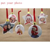 Wholesale christmas ball personalized custom photo Christmas Decorations DIY material two shapes five stars and round