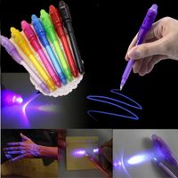 Wholesale Novelty Pens Invisible Ink UV Light Magic Secret Messages Party Kids Gift Fashion Writing Supplies WJ010