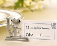 Wholesale Elegant Metal LOVE Place Card Holder in Organza Bag Packing Wedding Favors Party Table Decor Idea lin2221