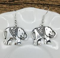 Wholesale Elephant Earrings Ancient Tibetan Silver Earrings Ear Hook Dangle