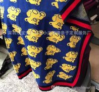 Wholesale New Arrival High Quality Comfort Cotton Knit Bear Pattern Children s Blanket Outdoor Travel Portable Shawl Holiday Gift