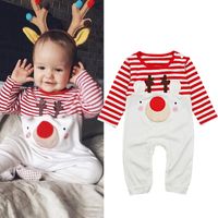 Wholesale Autumn and Winter Baby Romper New Santa Claus Boy Girls Baby Clothes Rompers Long Sleeves Stripe Christmas Infant Jumpsuit Y18102907