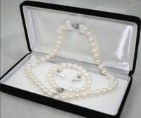 Wholesale Genuine mm White Akoya Cultured Pearl Necklace Bracelet Earring Set
