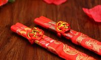 Wholesale New Wood Chinese chopsticks printing both the Double Happiness and Dragon Wedding chopsticks favor