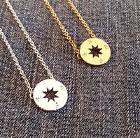 Wholesale 5PCS Gold Silver Small Compass Necklaces Pendant Charm for Women Men South Direction Necklace Disc Circle Disk Necklaces Coin Jewelry