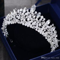 Wholesale Gorgeous Princess Big Wedding Crowns Bridal Jewel Headpieces Tiaras For Women Silver Metal Crystal Rhinestone Baroque Hair Headbands