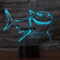 Wholesale 3D LED Smiling Great White Shark Night Light Touch Table Desk Optical Illusion Lamps Color Changing Lights Xmas Birthday Gift