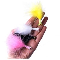 Wholesale 16 cm g White yellow black pink Color Fishing Marabou Jigs Crappie Jigs Lures Kit Fishing Lead Head Hook with Feather Marabou Chen
