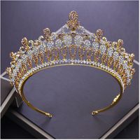 Wholesale European retro queen Baroque golden crown European and American bridal crown luxury air court accessories factory direct sale