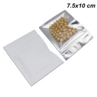 Wholesale 7 x10cm White Aluminum Foil Zipper Lock Food Grade Package Bags for Coffee Tea Candy Front Clear Mylar Foil Food Reusable Packing Pouches