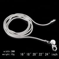 Wholesale 2mm Snake Chain Necklace Sterling Silver Fashion Chains Women Jewelry Necklace DIY Accessories Cheap Price Inch