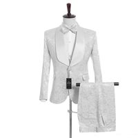 Wholesale Customize White Shawl Lapel One Button Wedding Groom Tuxedos Men Suits Wedding Prom Dinner Best Man Blazer Jacket Tie Vest Pants A A