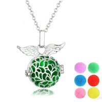 Wholesale Angel s Wings Aromatherapy Essential Oil Diffuser Necklace Locket Perfume Cage Necklaces Diffuser Locket Pendants Necklace