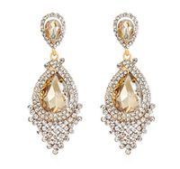 Wholesale Europe and America exaggerated tassel earrings shiny glass drop earrings retro earrings