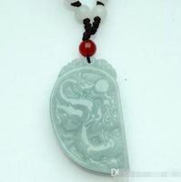 Wholesale yu xin yuan Fine Jewelry Jadeite Jades Pendant Handmade Carved Chinese Dragon Phoenix Lovers Pendants Amulet Jewelry Rope