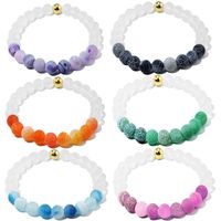 Wholesale Gold Bead Fashion Design Different Colors Weathering White Frosted Glass Beads Bracelet Colors Christmas Gift
