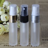Wholesale New product ml Frosted Glass Perfume Sample Vials with Colors Atomizer ml Empty Spray Bottle Gold Black Silver Lids