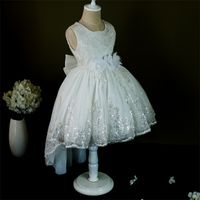 Wholesale 2018 New white flower girl dress graduation dress big bow children princess dress Girl Pageant dresses