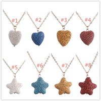 Wholesale Fashion Gold Plated Starfish Heart Love Lava Stone Necklace Essential Oil Diffuser Volcanic Rock Necklace for Women Jewelry