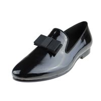 Wholesale Harpelunde Bow Tie Men Loafers Black Patent leather Handmade Dress Wedding Shoes Size to