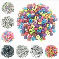 Wholesale 100pcs DIY Square Round Acrylic alphabet Spacer Loose Beads For Necklace Bracelet Letter Beads Charms bisuteria Jewelry