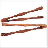Wholesale 10 inch wood food tongs kitchen accessories tong for Grill and Barbecue bread salad Phoebe material