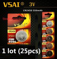 Wholesale 25pcs CR2450 V lithium li ion button cell battery CR Volt li ion coin batteries VSAI