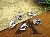 Wholesale 45pcs x20mm antique silver So Cute Mother and Child foot baby foot pendants charms