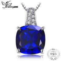Wholesale JewelryPalace ct Cushion Cut Created Blue Sapphire Pendants For Women Sterling Silver Fine Jewelry Fine Jewelry No Chain S18101308