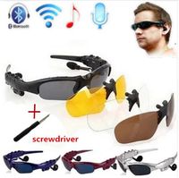 Wholesale Three sets of bluetooth glasses lens Wireless Bluetooth Headset Telephone Driving Sunglasses mp3 Eyes Glasses