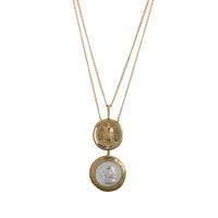 Wholesale Fashion Vintage Gold Color Double Laye Necklace Double Round Personage Pendant Ancient Coins Necklaces Gift For Women