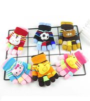 Wholesale Winter Lovely Cartoon Children s Finger Gloves Baby Kids Boy Girls Maternity Accessories Cashmere Keep Warm Knitting Gloves Mittens Dual Use